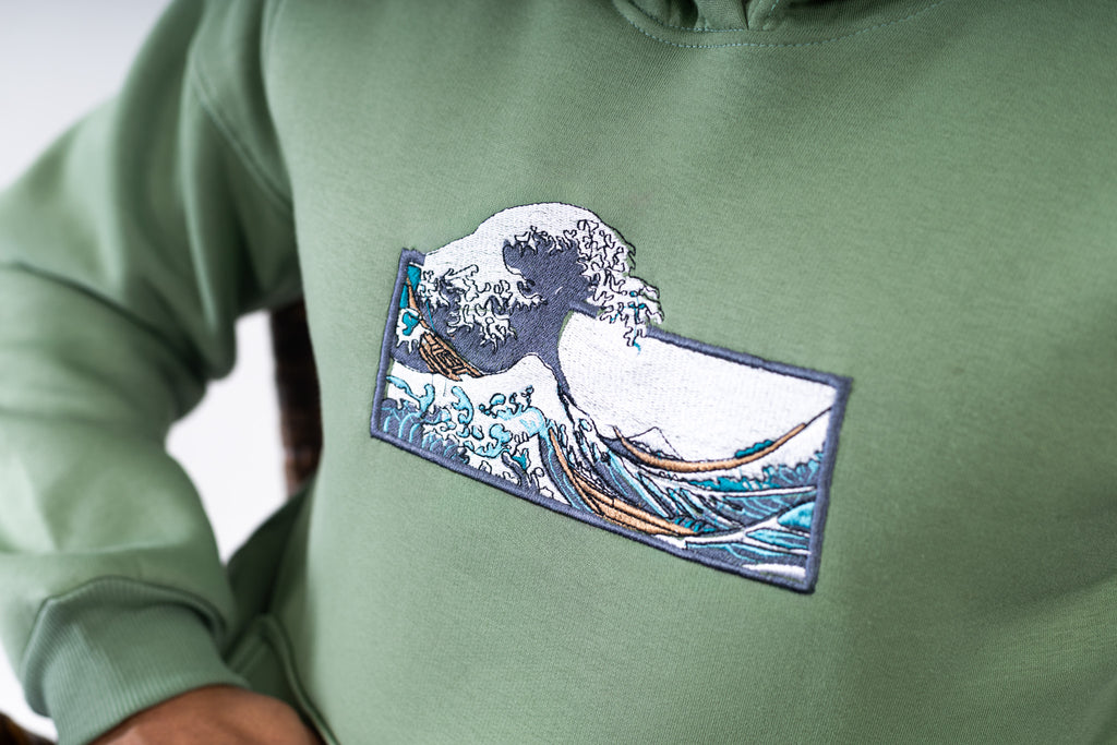 Wave Embroidered Hoodie
