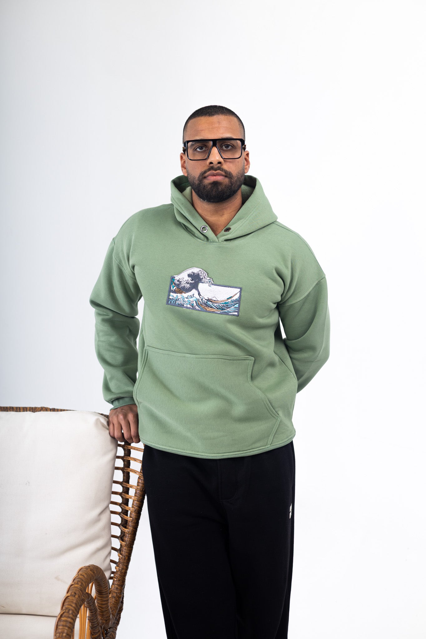 Wave Embroidered Hoodie