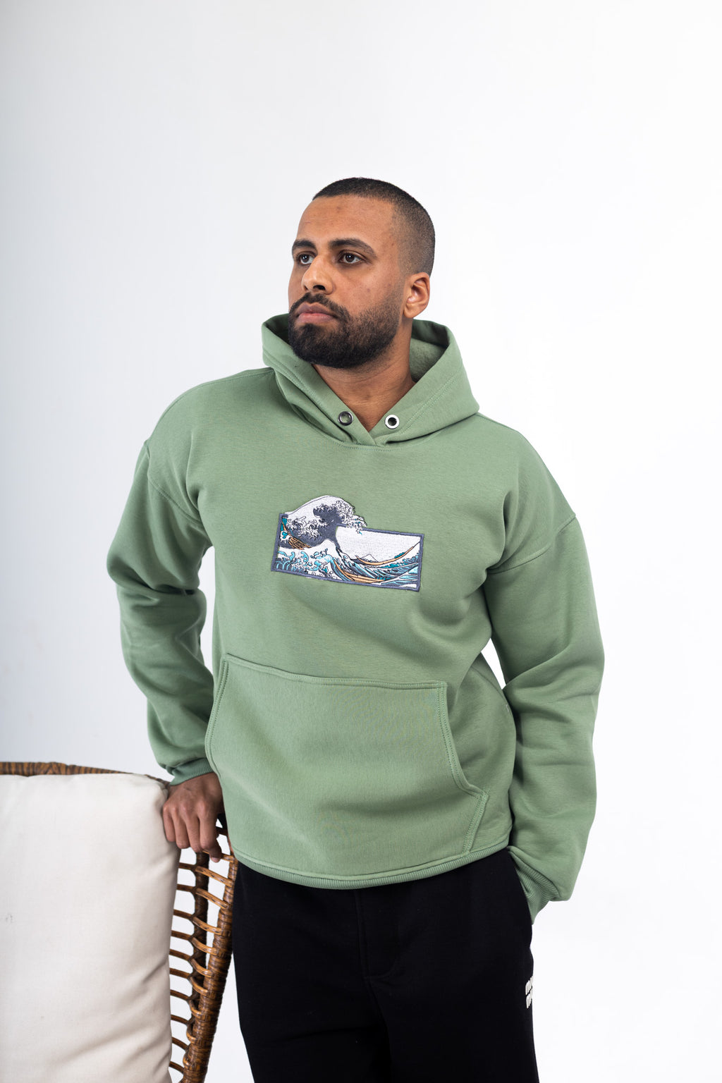 Wave Embroidered Hoodie