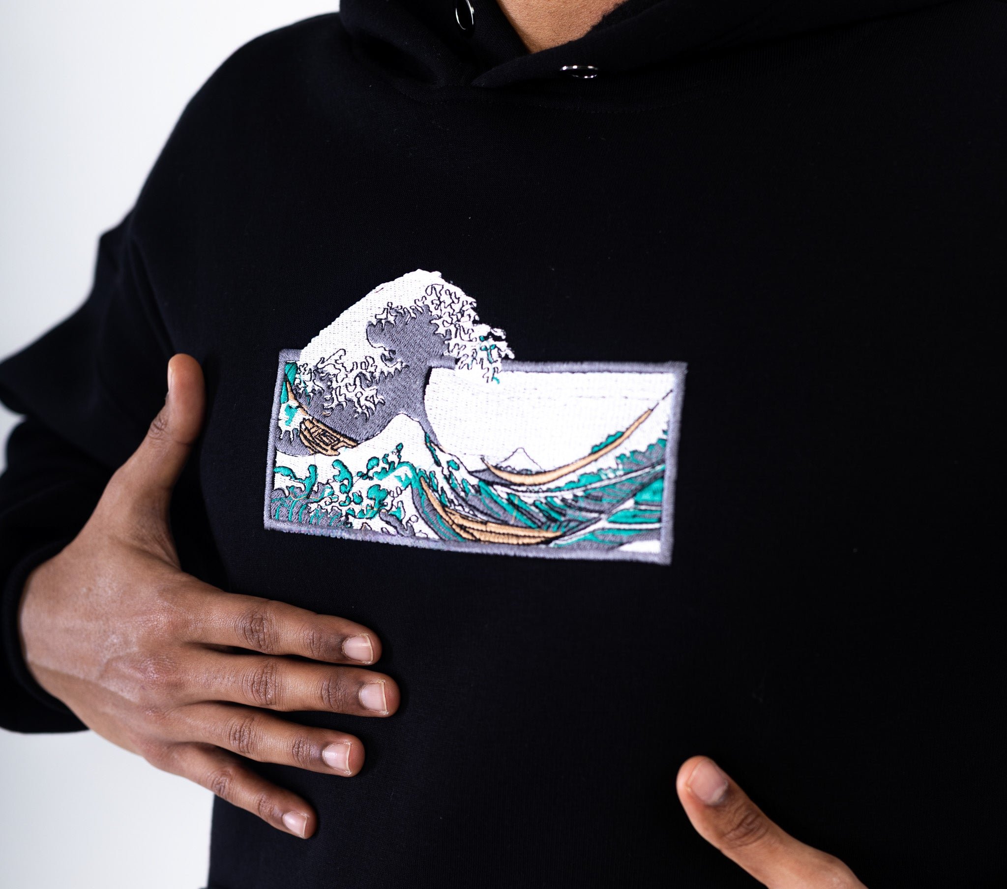 Wave Embroidered Hoodie