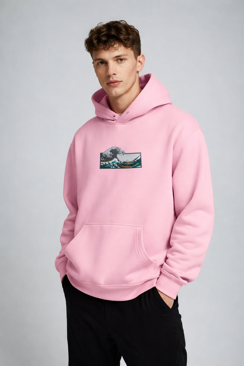 Wave Embroidered Hoodie